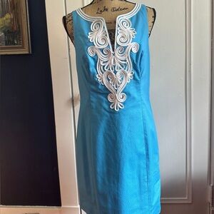 Lilly Pulitzer Bondi Blue Dress with White Detailing
